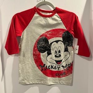 Brand New Mickey Mouse Raglan Sleeve Shirt